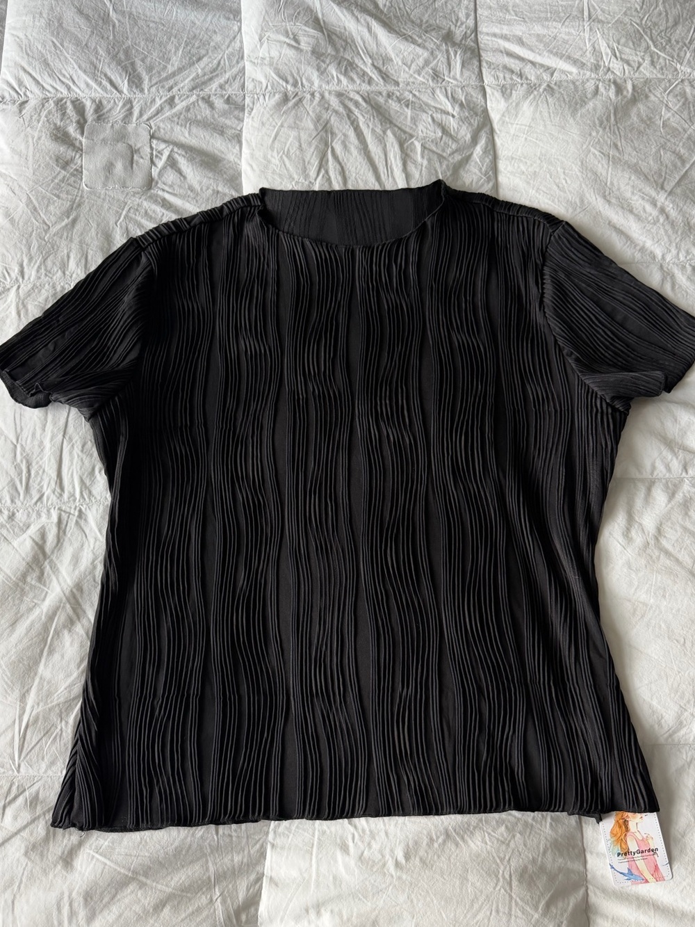 Black Pleated Short-Sleeve Top - Brand Unknown